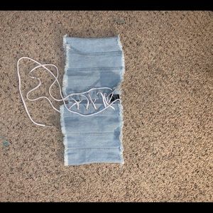 Jean Bandeau Top with Shoelace Ties